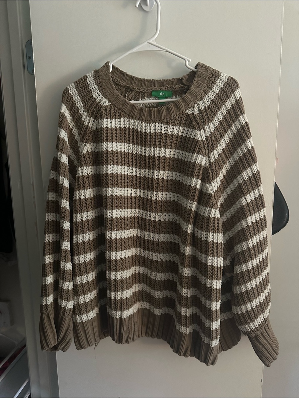 Brown & Cream Striped Chunky Knit Sweater